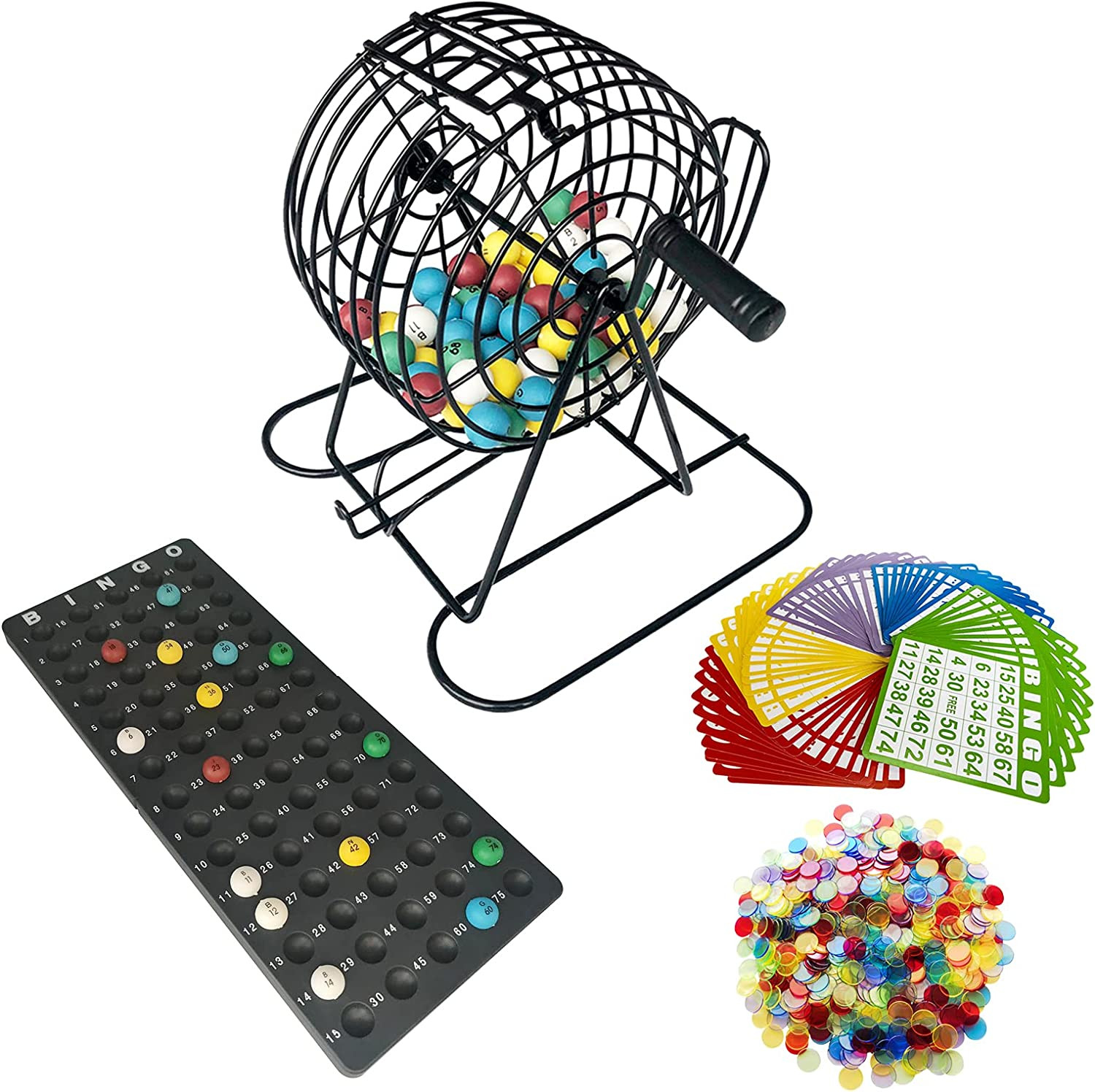 Deluxe Bingo Games Set – Metal Cage with Calling Board,50 Bingo