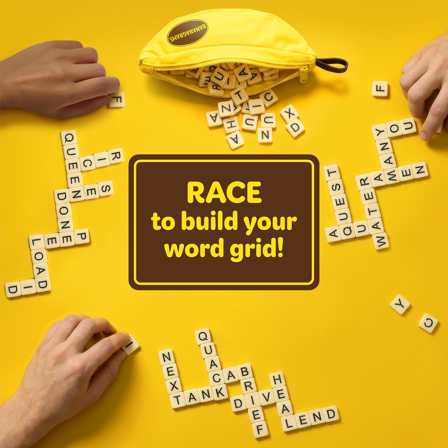 Bananagrams Classic Word Game 144 Tiles Banana Pouch Travel Spelling Anagram