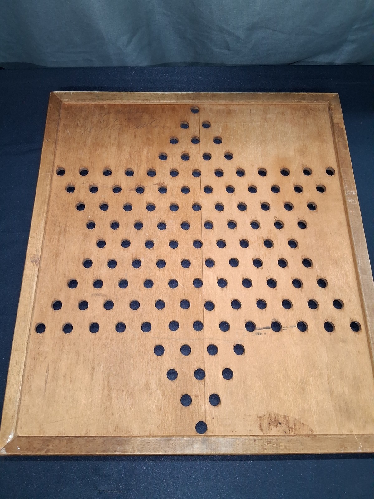 VTG Pressman USA Hop Ching Red Font Wood Chinese Checkers Game Board #2739