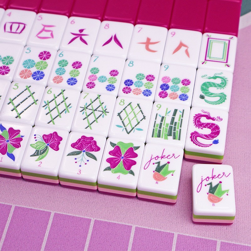 American Mahjong Game Set, 160 New Royal Rose Red Layered Mahjong