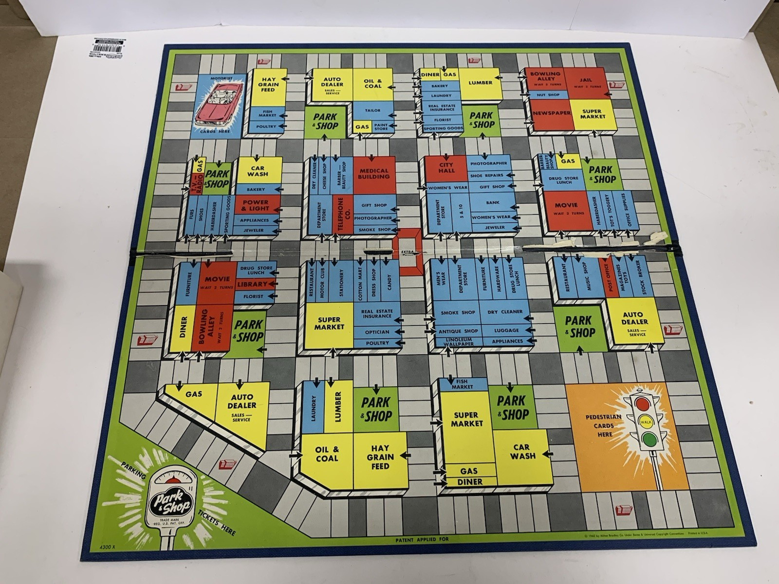 Vintage 1953 1960 Park And Shop Milton Bradley Board Shopping Game 4300 Complete