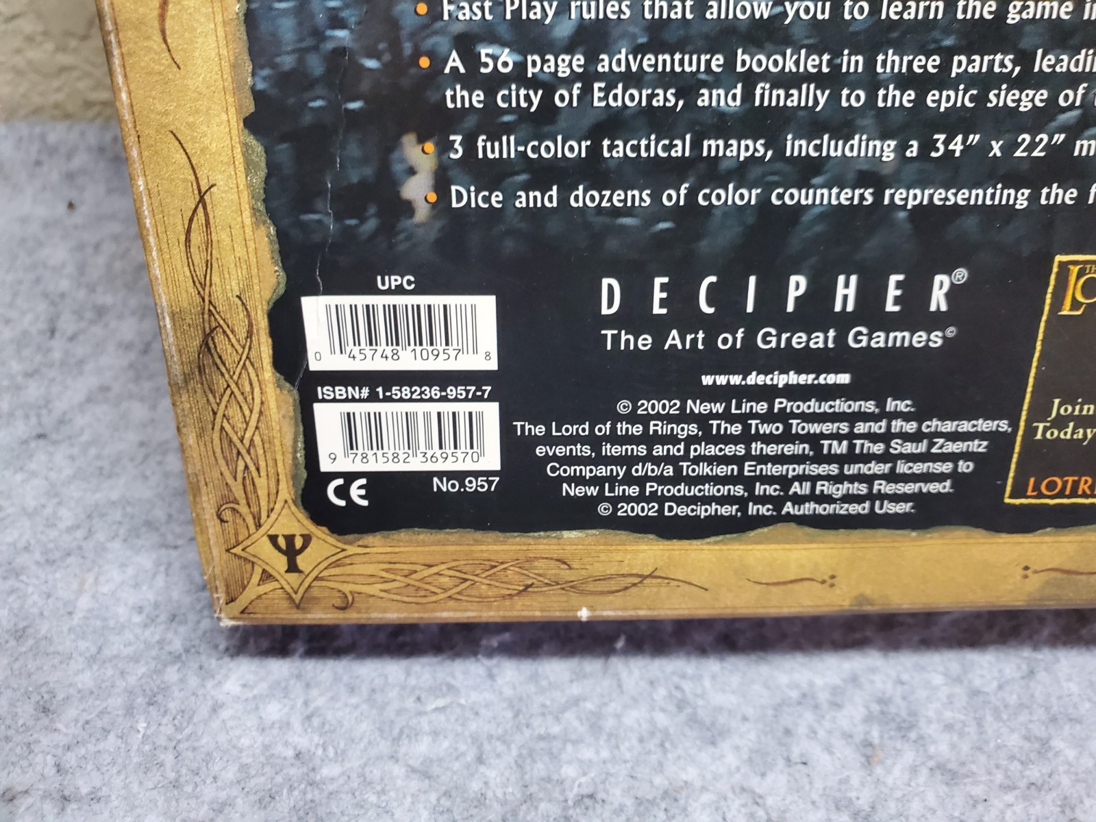 Lord of the Rings Roleplaying Adventure Game Two Towers Box Set, Pre-own, Comple