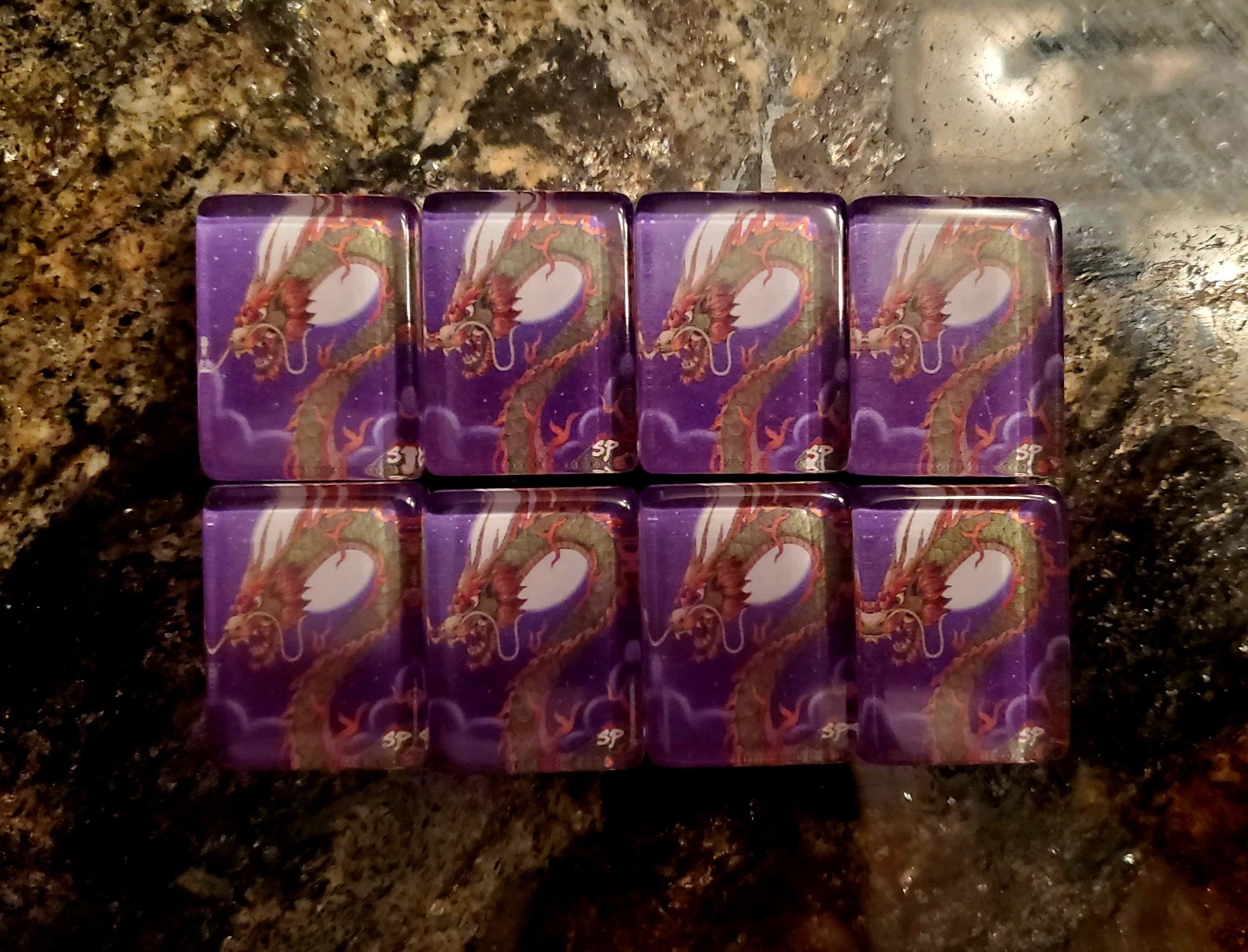 RARE Where the Wind Blows Mahjong Set 170 Floating Purple Dragon Tiles w/Racks
