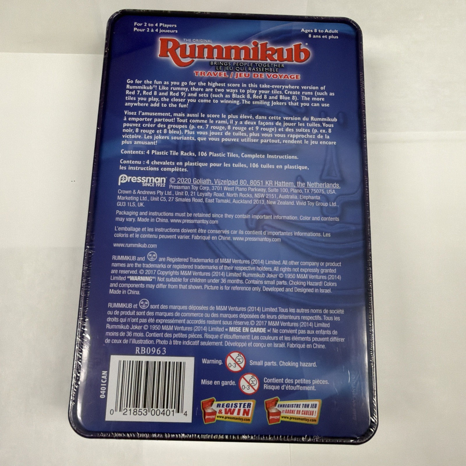 Travel Rummikub Game In Tin 2 To 4 Players Ages 8 And Up Fun Strategy Game