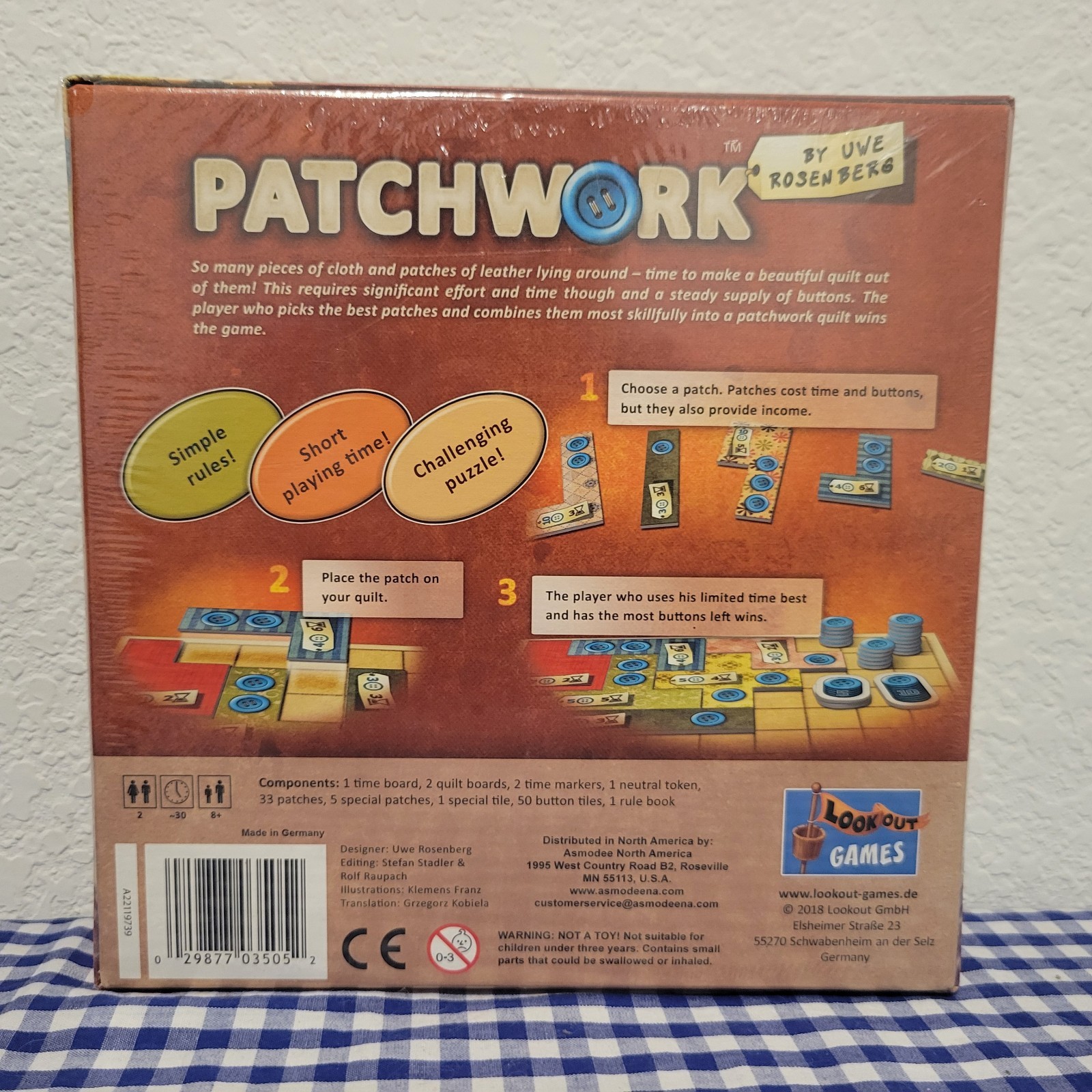 Patchwork Board Game by Uwe Rosenberg Lookout Games – NEW