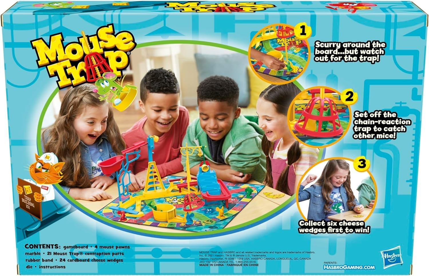 Hasbro Gaming Mouse Trap Board Game Kids 6+ Classic 2-4 Player Multicolor Easier
