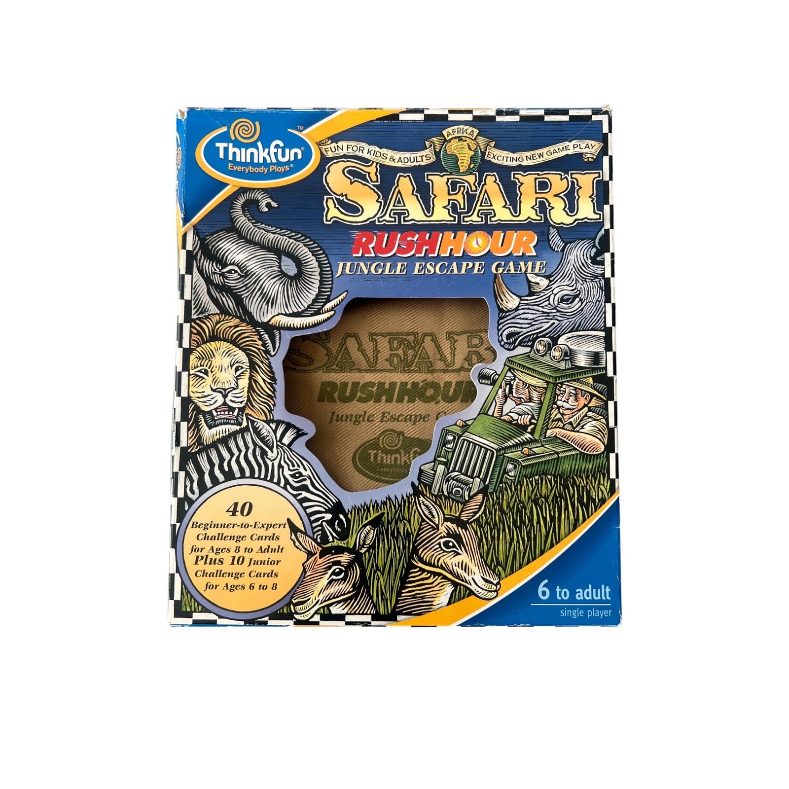 ThinkFun Safari Rush Hour Jungle Escape Game Logic Puzzle 50 Challenges Complete