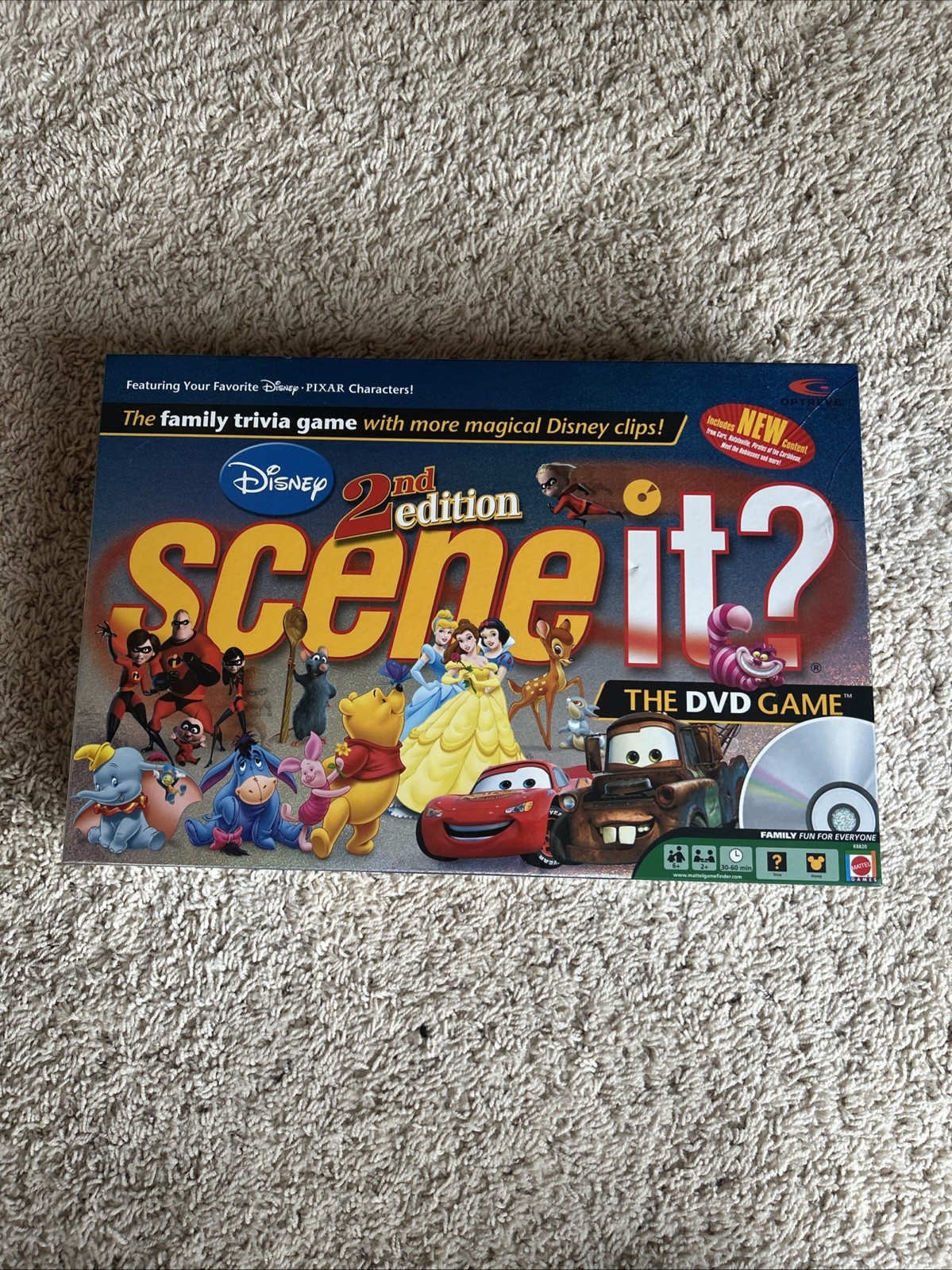 Mattel Scene It? Disney 2nd Edition DVD game, a family trivia board game.