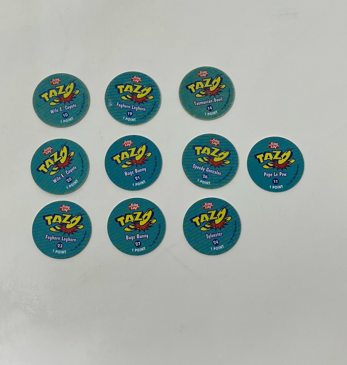 Lot Of 10 Pogs Tazos 1995 Looney Tunes Vintage Chetoos Sabritas