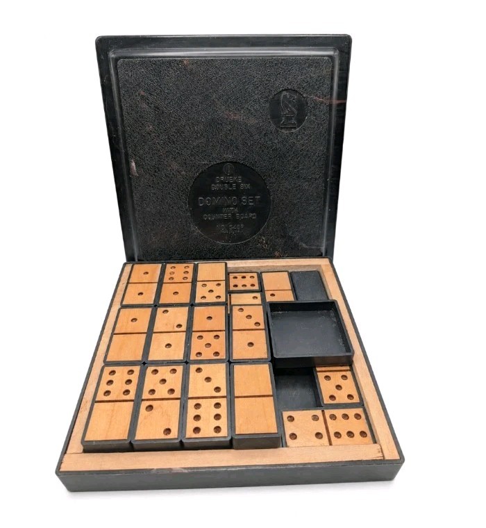 Vintage Drueke Double Six Domino Set No. 549P Counter Board Complete USA