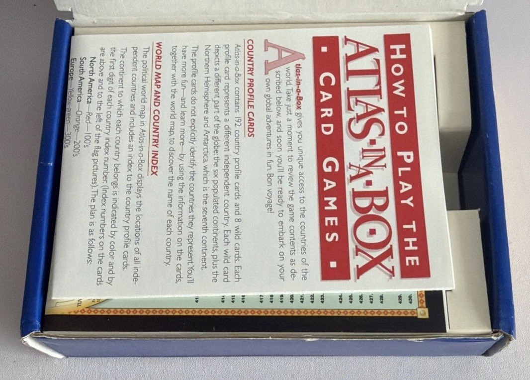 Resource Games Boardgame Atlas in a Box 1995 World Geography Card Game