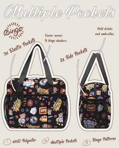 Bingo Bag for Bingo Accessories Bingo Bags with Pockets for Bingo Daubers Dab…