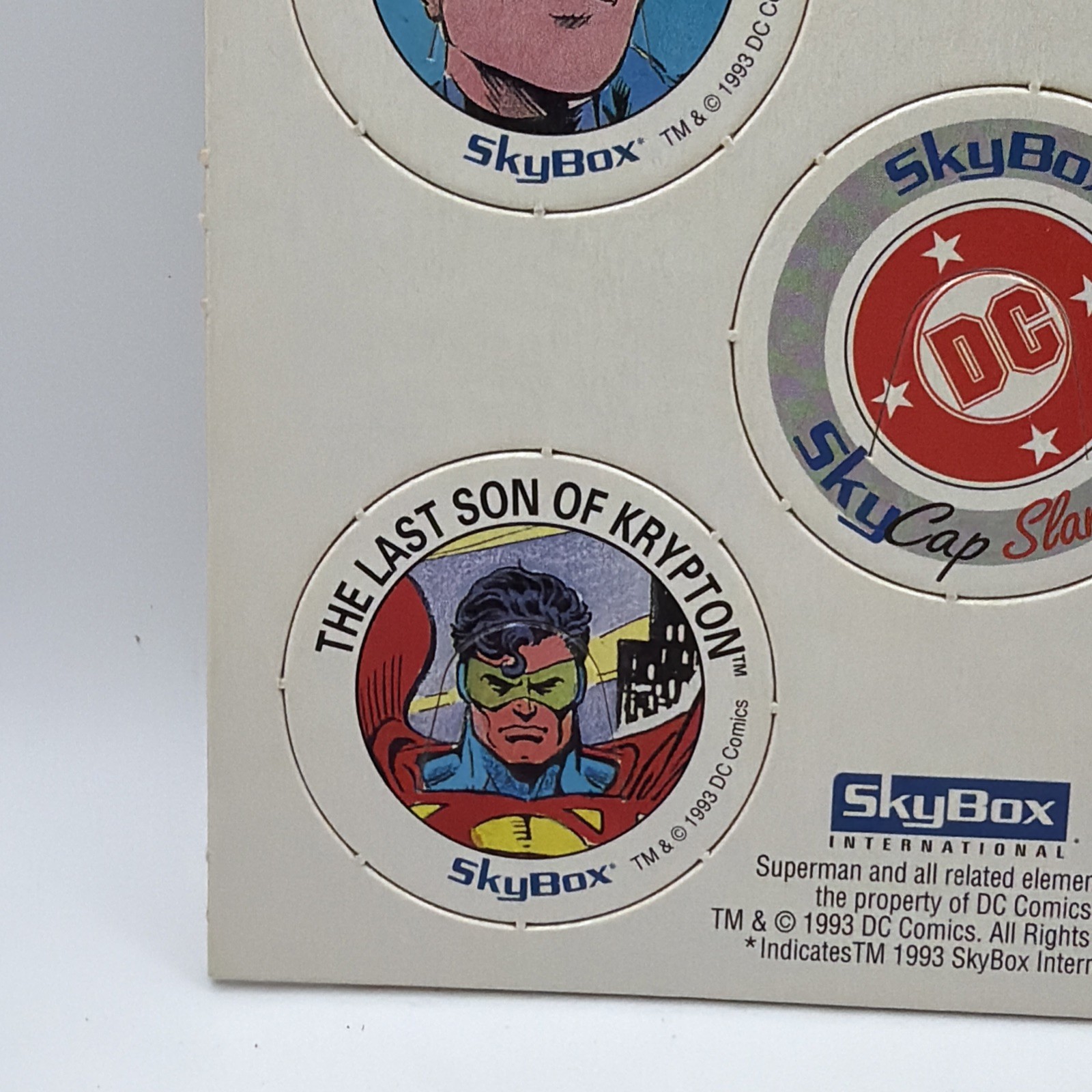 1993 Skybox SkyCaps DC Comics Promo Sheet | Superman UNPUNCHED POGS See Pics