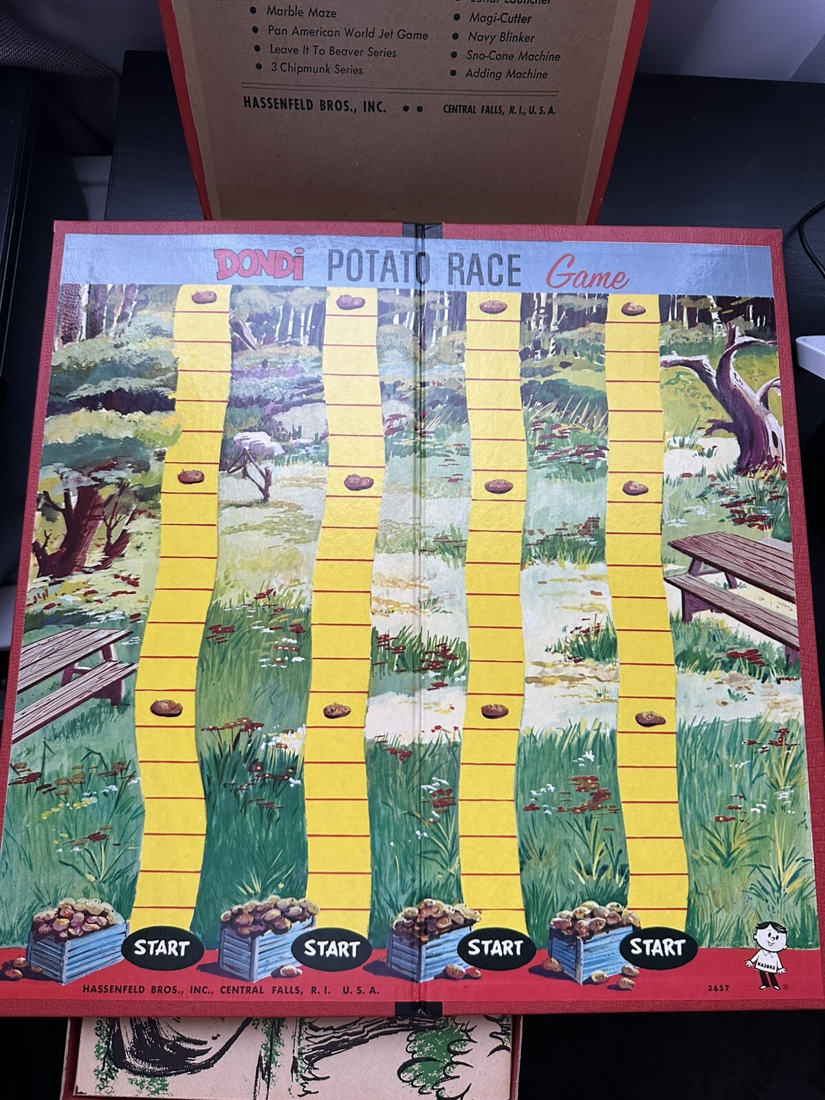 New Dondi Potato Race Board Game Vintage Hassenfeld Bros. USA 1950s
