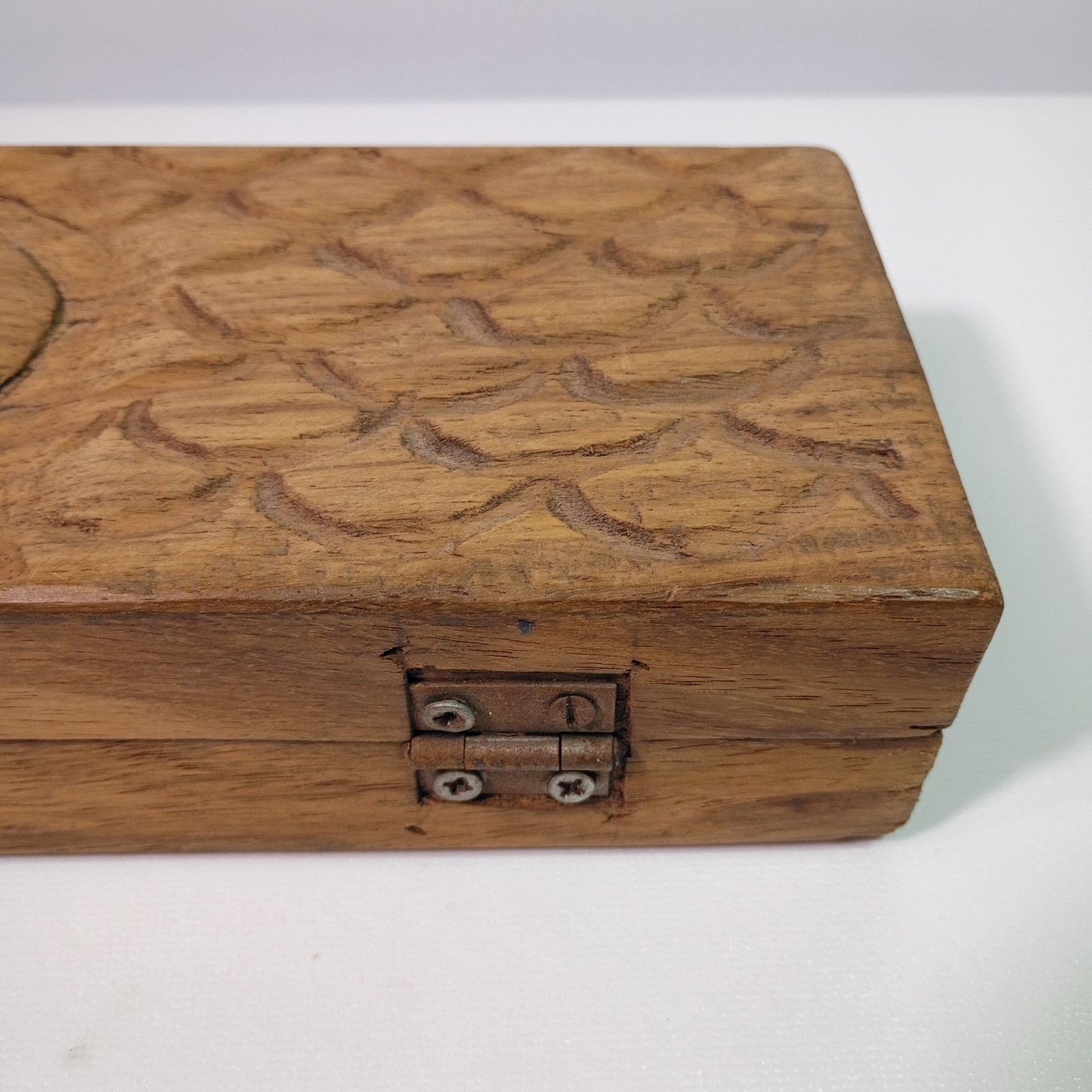 Hand Carved Wooden Mancala Board Game Handcrafted Animal Carving Design Vintage