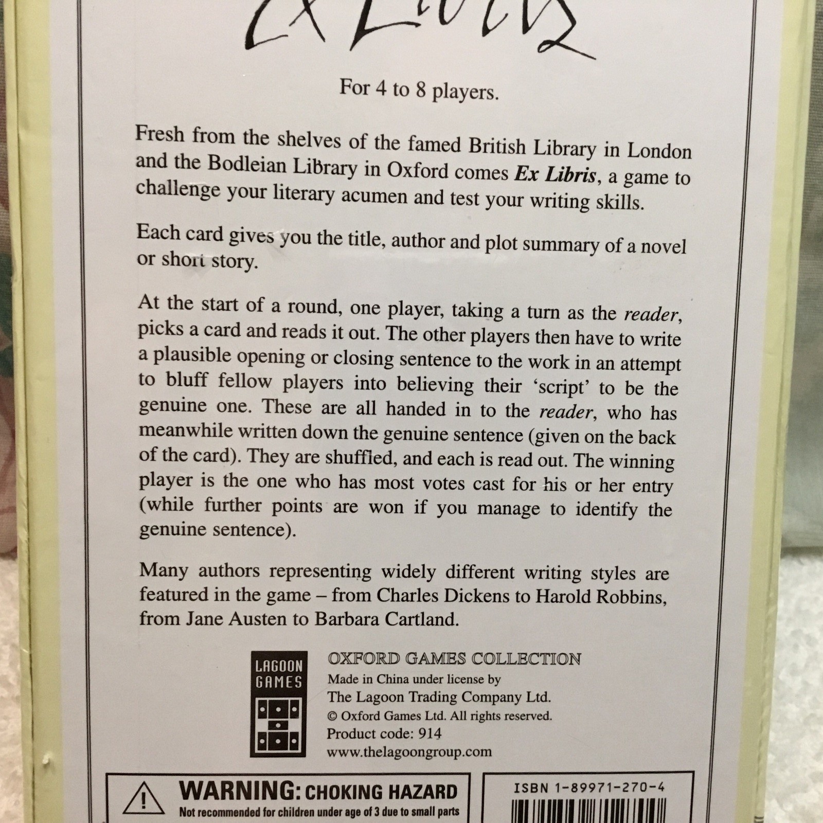 Ex Libris – Oxford Games – Literature Word Game Acumen Writing Skill New/Sealed