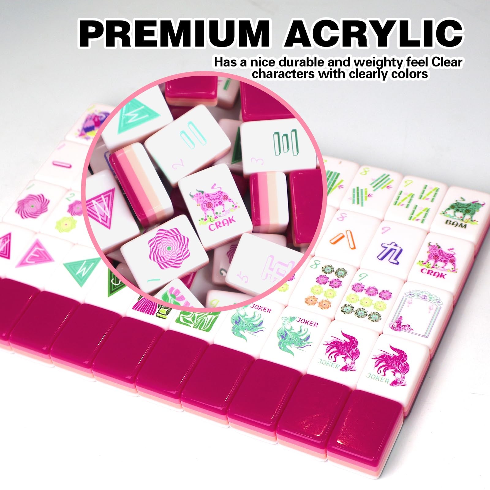 American Mahjong Game Set, Portable Carrying Bag,Acrylic 160 Tiles,Western Ma…