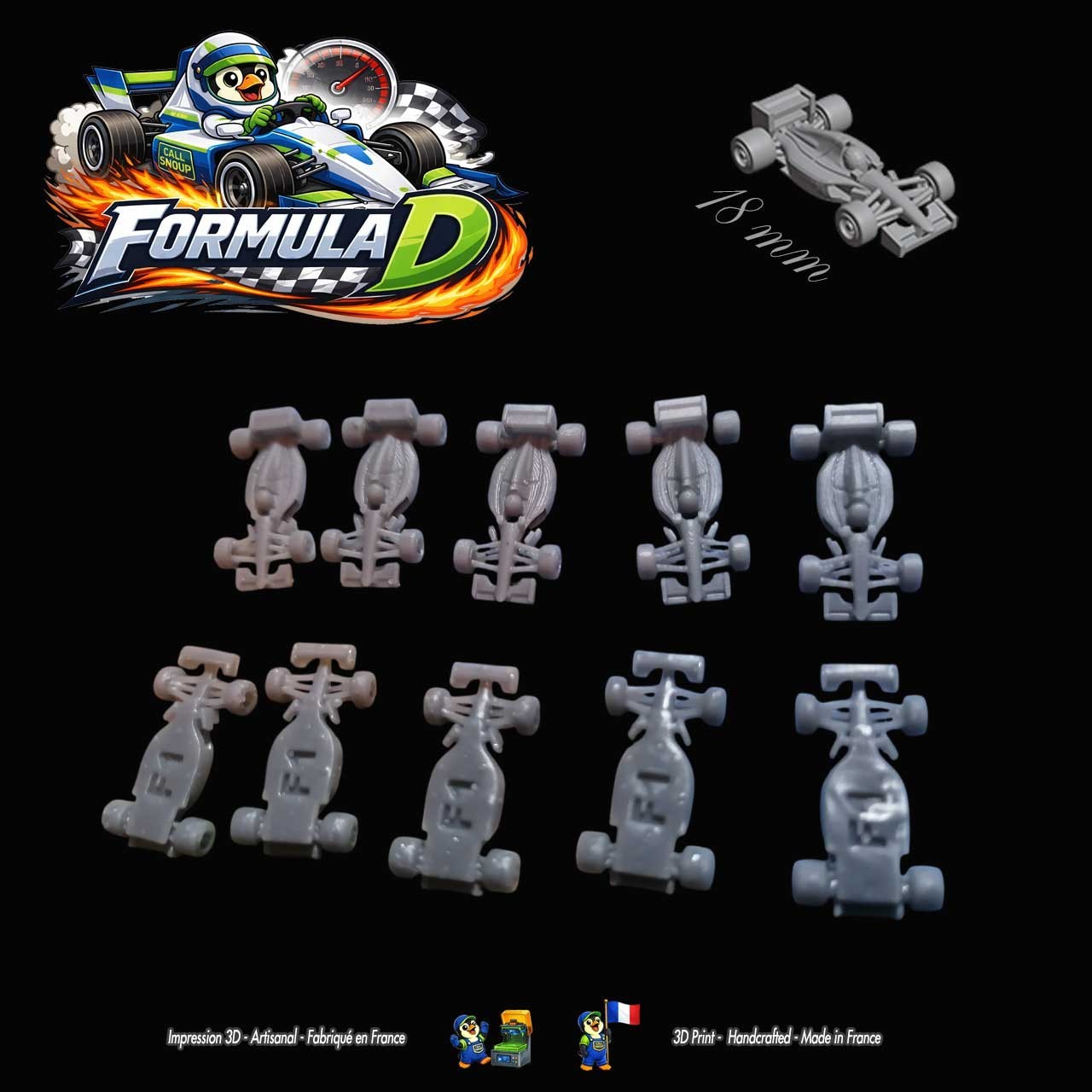10 miniatures de Formule 1 – Formula D / Formule Dé (F1 18mm unpainted)