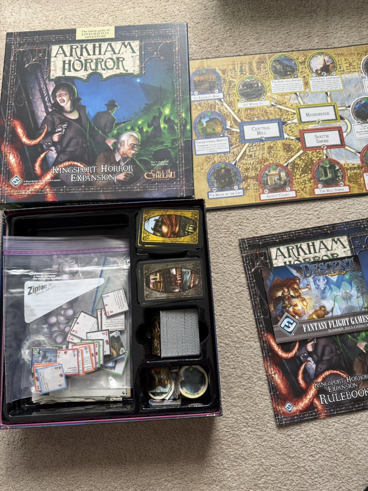 Arkham Horror 2nd Edition Board Game Lot – Base & 5 Expansions
