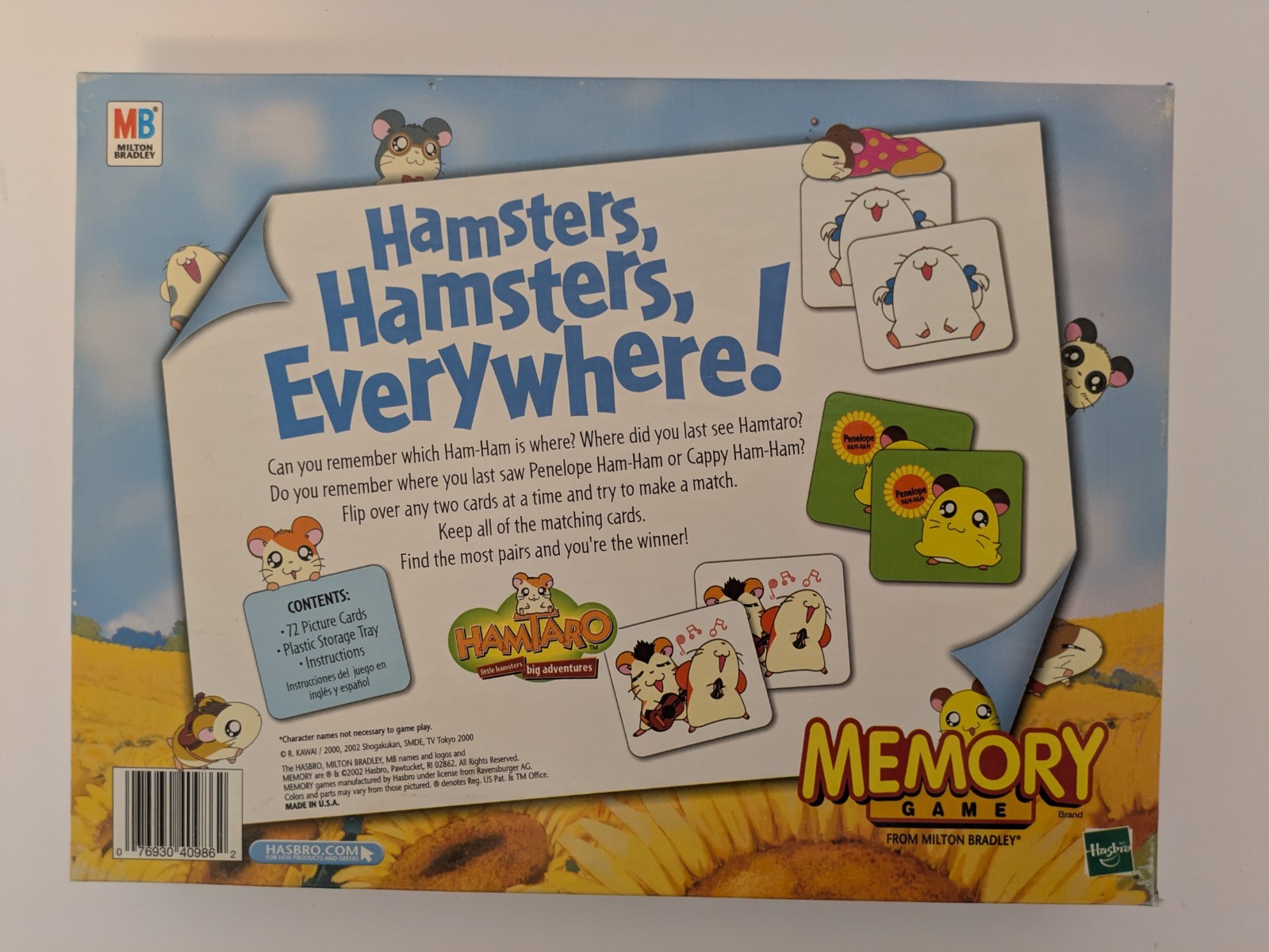 Hamtaro Memory Game COMPLETE Milton Bradley MB Hasbro 72 Cards 2002 Anime