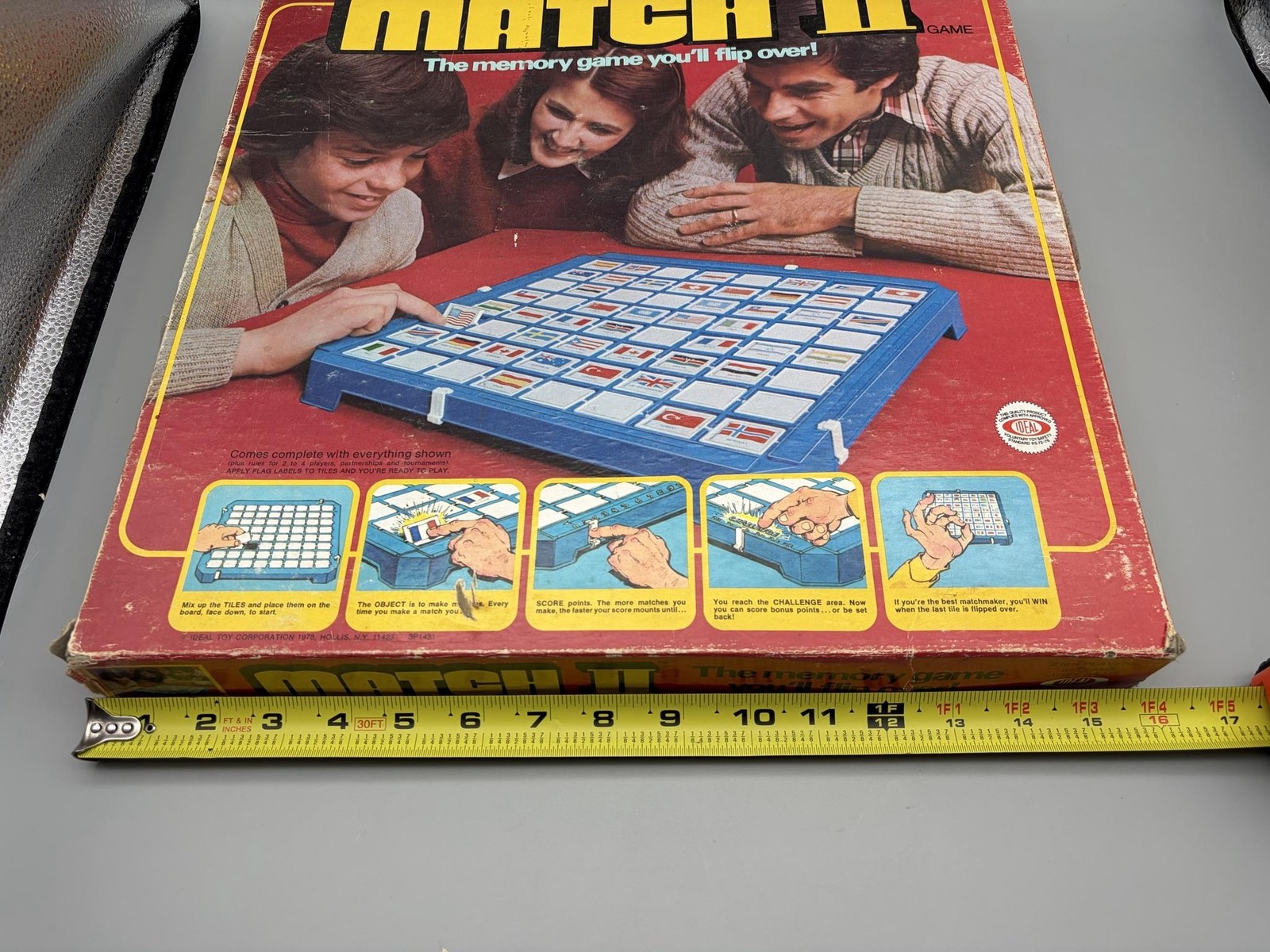 Vintage 1970s Match II Memory Board Game Ideal World Flags Maps Geography READ