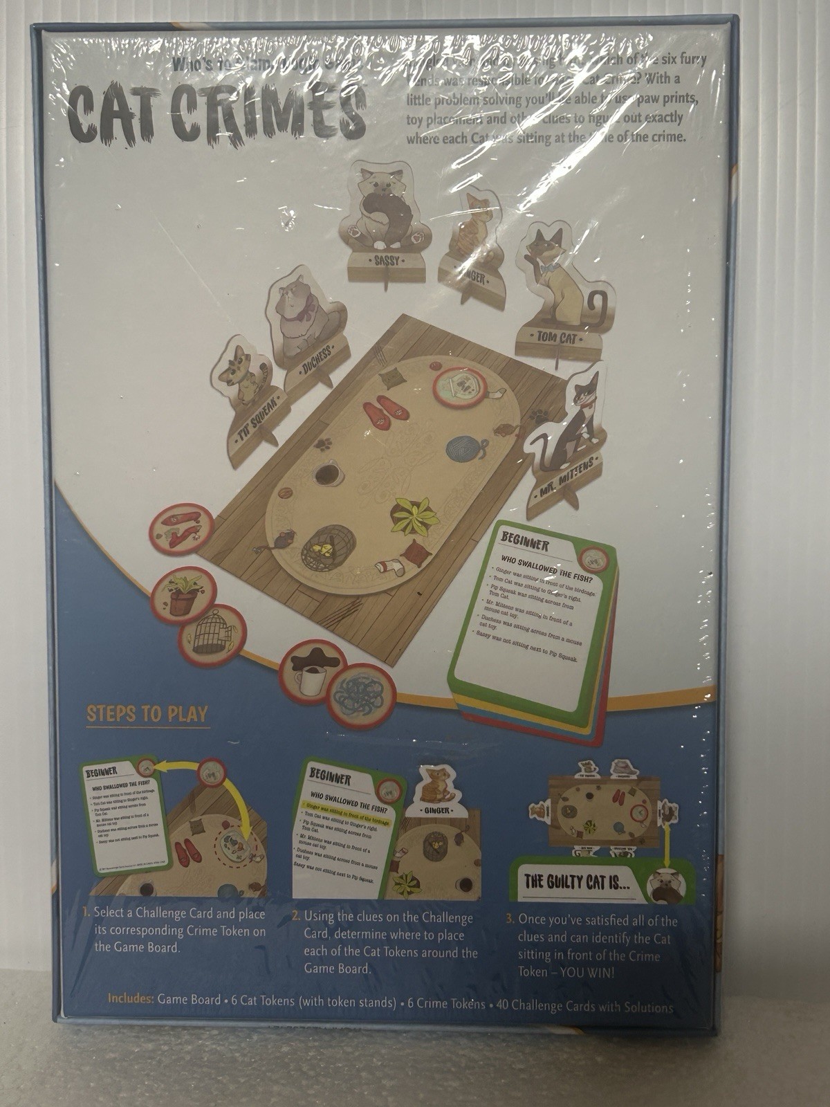 CAT CRIMES Who’s to Blame Logic Game Think Game 40 crimes to solve age 8+ (NEW)