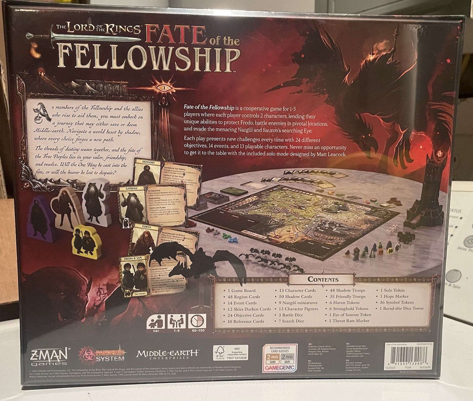 Lord of the Rings Fate of the Fellowship Board Game + Gandalf the White Promo