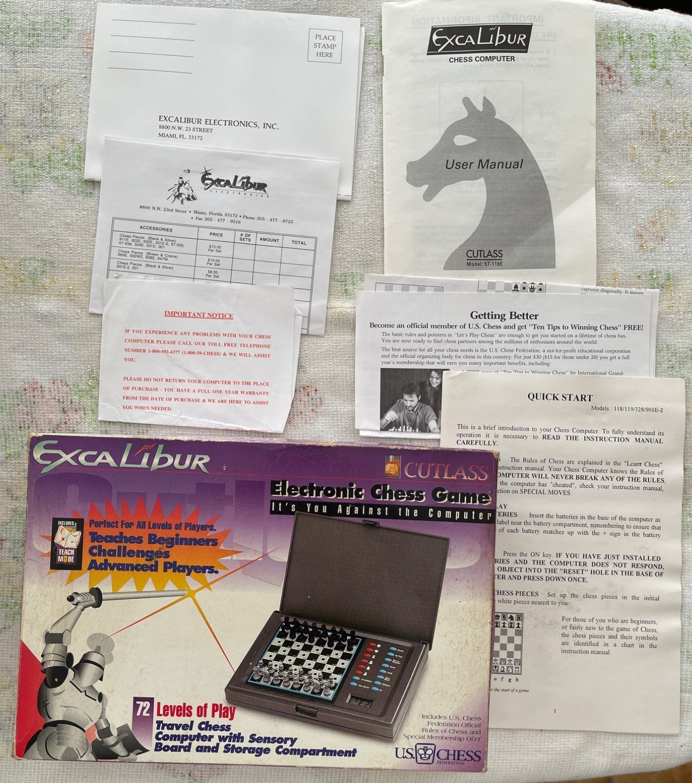 Vintage EXCALIBUR Cutlass Electronic Computer Chess Game Model 118E