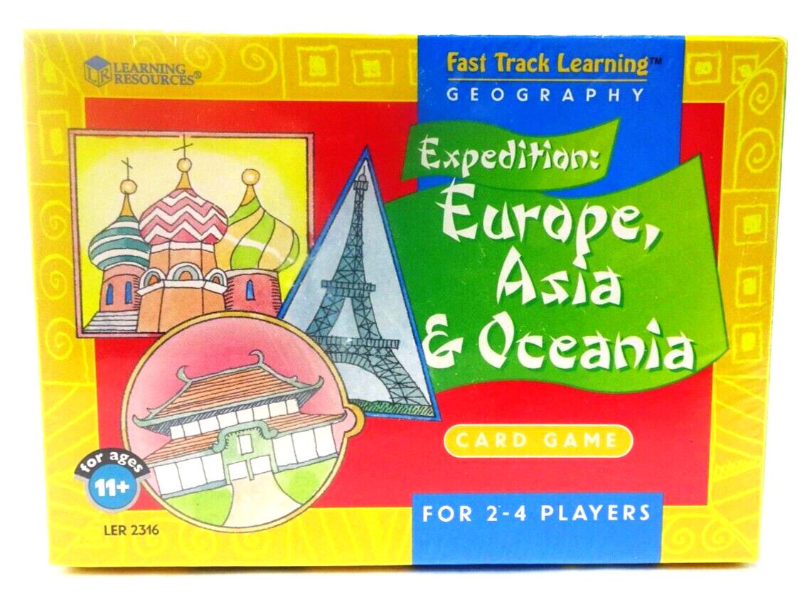 Fast Track Learning Geography Expedition: Europe, Asia & Oceania Card Game NEW