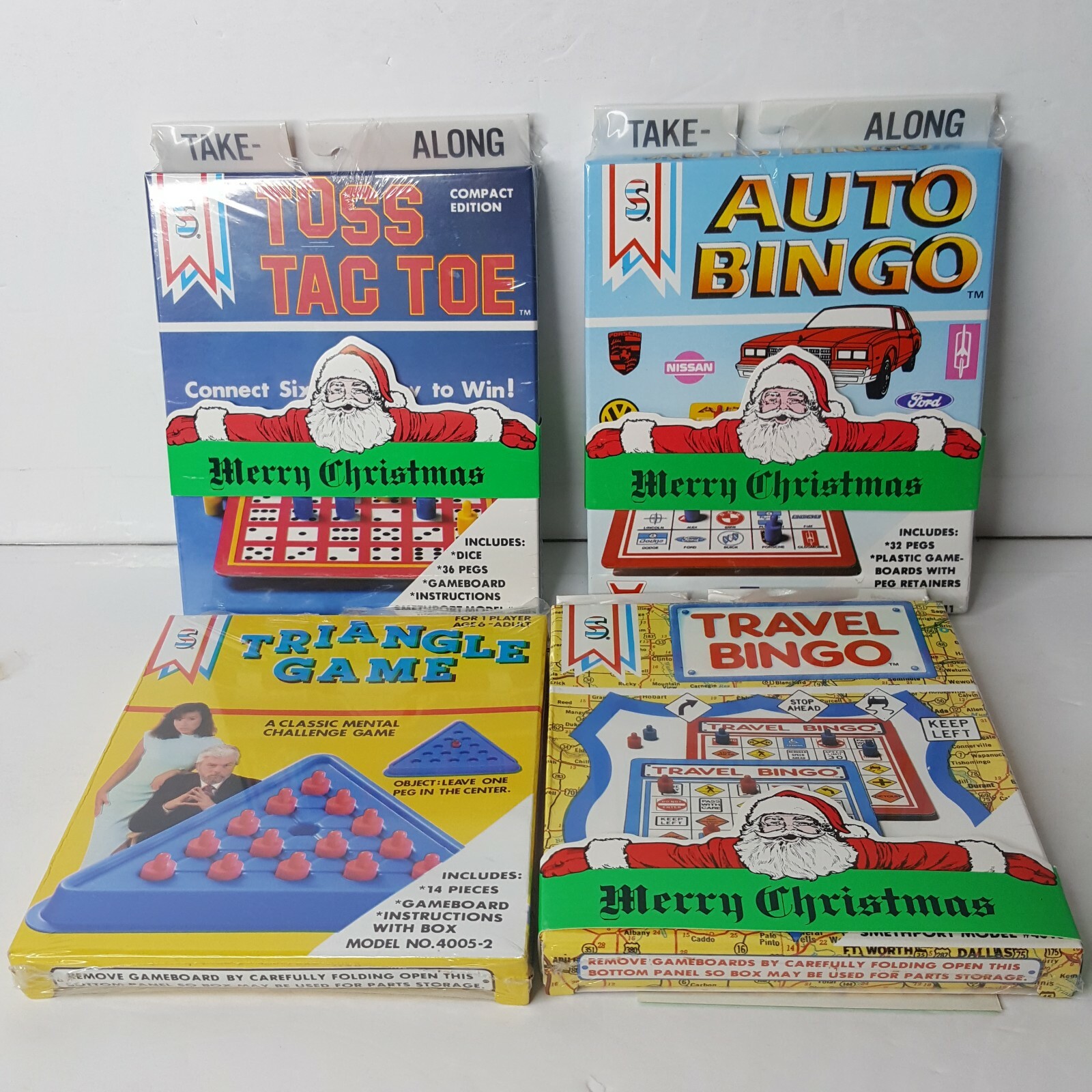 Travel Auto Bingo Triangle Toss Tac Toe VTG Handheld Roadtrip Games NOS Sealed