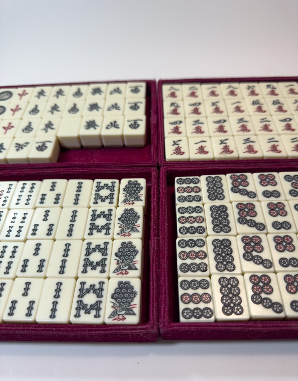 Vintage Bone & Bamboo Mah Jong Set