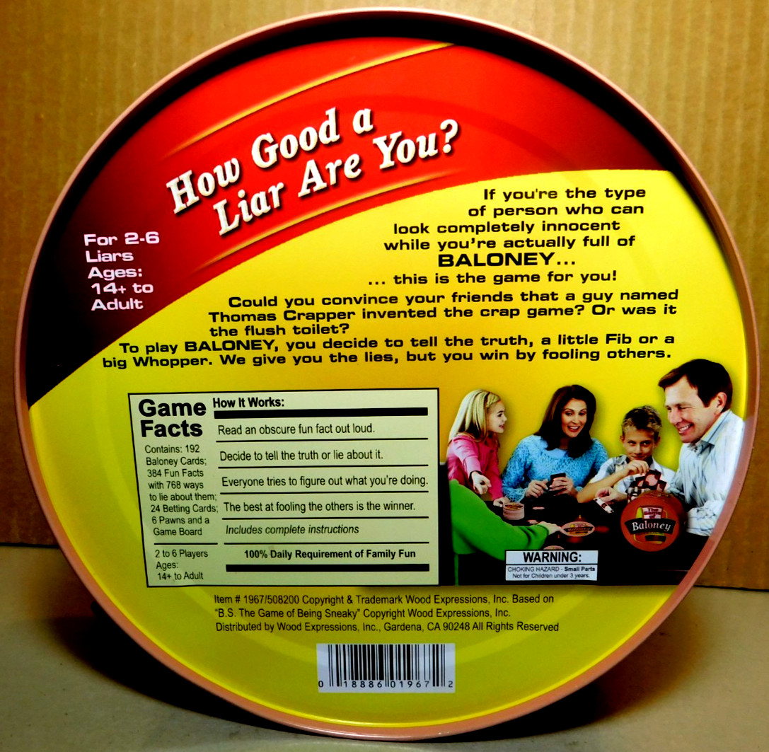 Wood Expressions, Inc.~The Game of Baloney Fibbing Fun For The Whole Family NEW!