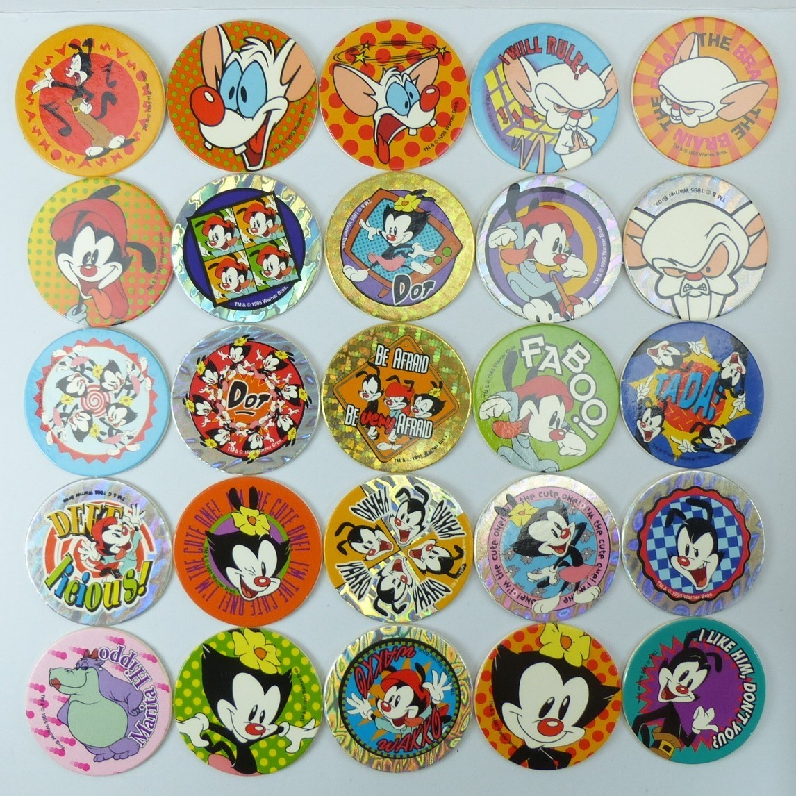 Lot of 25 Pogs Animaniacs from 1995 Warner Bros. WPF The World POG Federation