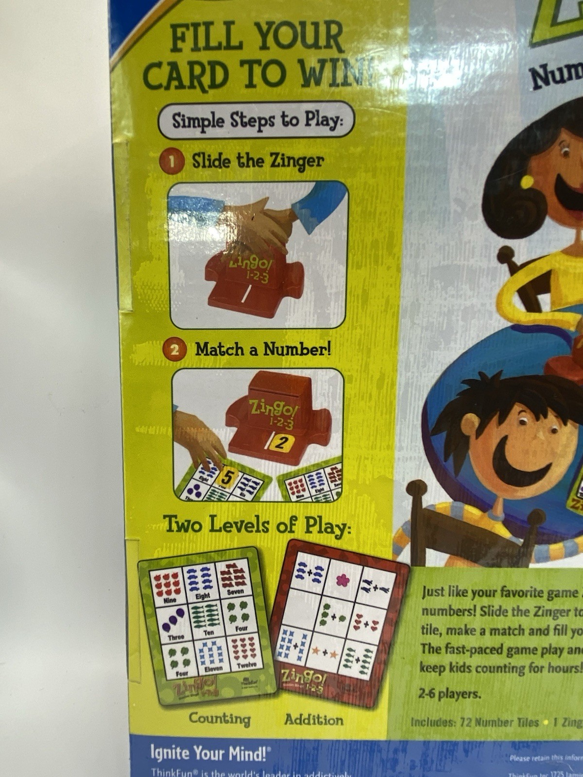 ThinkFun Zingo! 1-2-3 Number Bingo Game 4+ Years 2-6 Players Double-Sided Cards