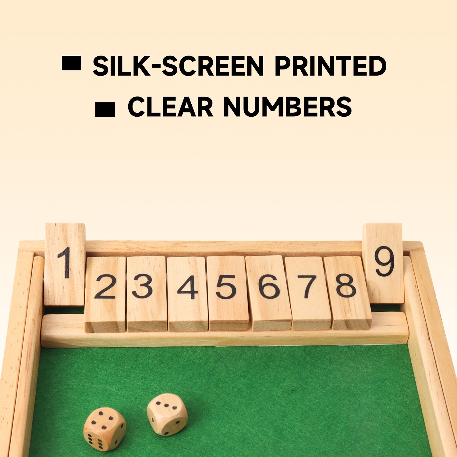 9 Number Wooden Shut The Box Dice Game Board Set Family Pub Bar Dice Board Game