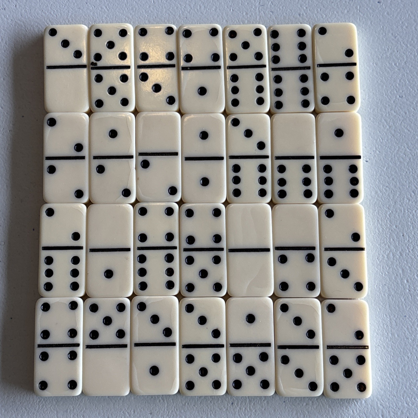 Vintage Double Six Dominoes Set in the Original Green Vinyl Case Made in Taiwan