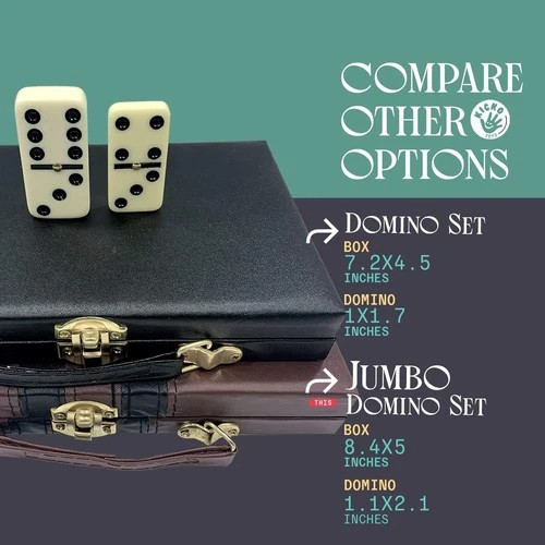 Premium Classic Domino Set – Jumbo – Double Six – 28 Thick Pieces in Durable Woo