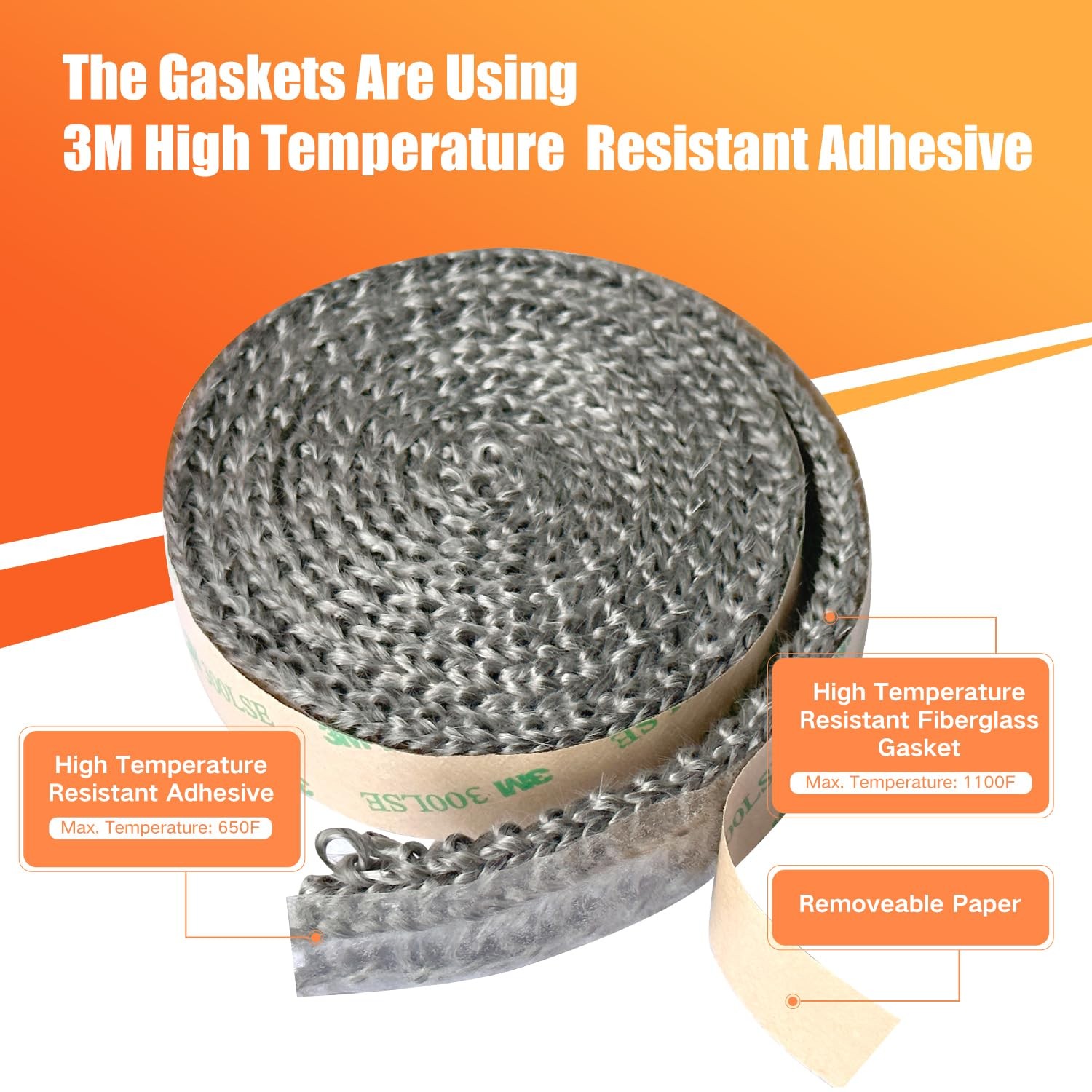 Protalwell Self Adhesive Stove Window Glass Gasket Tape, 1″ One Size, Gray