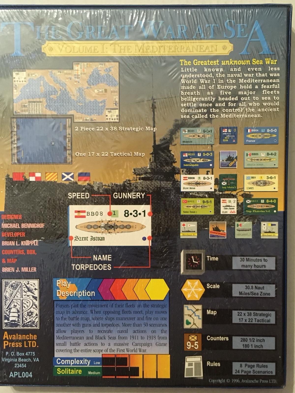 The Great War at Sea # 1: The Mediterranean. Avalanche Press 1996. SW