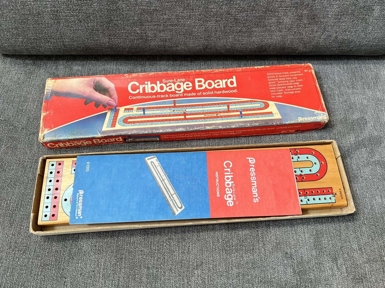 Vintage Cribbage Board Sure-Lane Continuous Track #1010 Solid Hardwood NEW 1983
