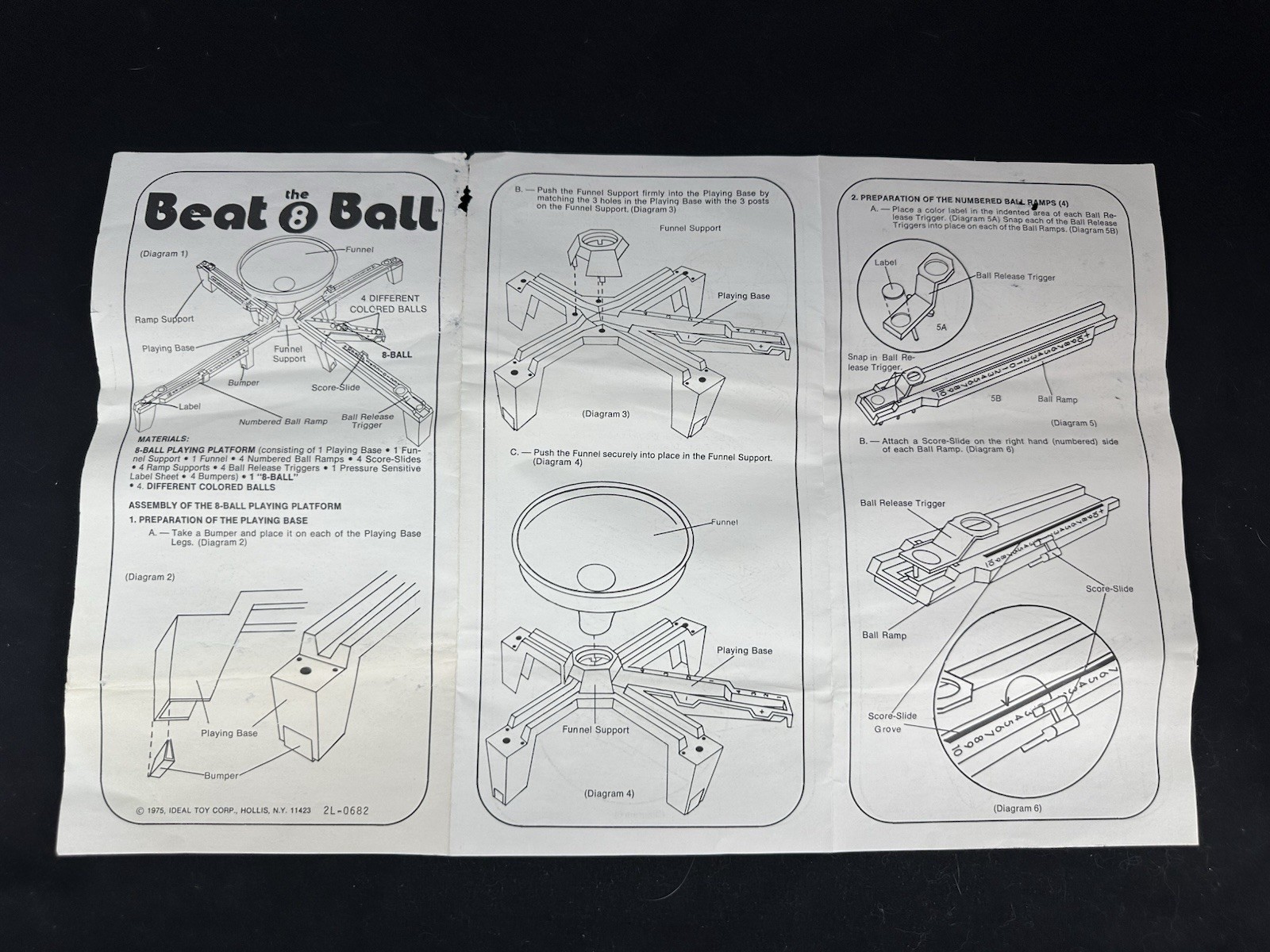 VTG 1975 Ideal Beat The 8 Ball Game – Original Replacement Instruction Manual
