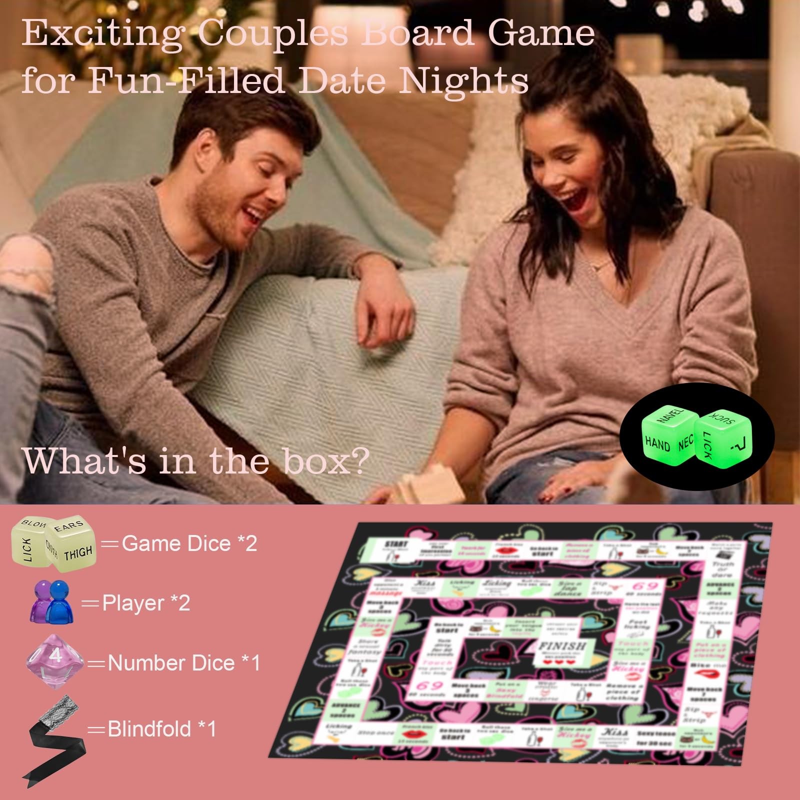 Couple Board Game for 19.7 inches x x 0.1 inches, Multi-color