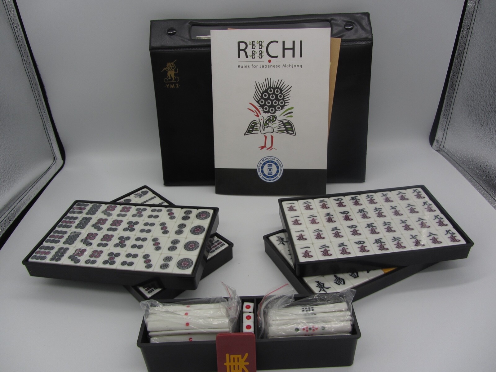 Yellow Mountain Imports Japanese Riichi Mahjong Set Yellow / White Brand New!!!