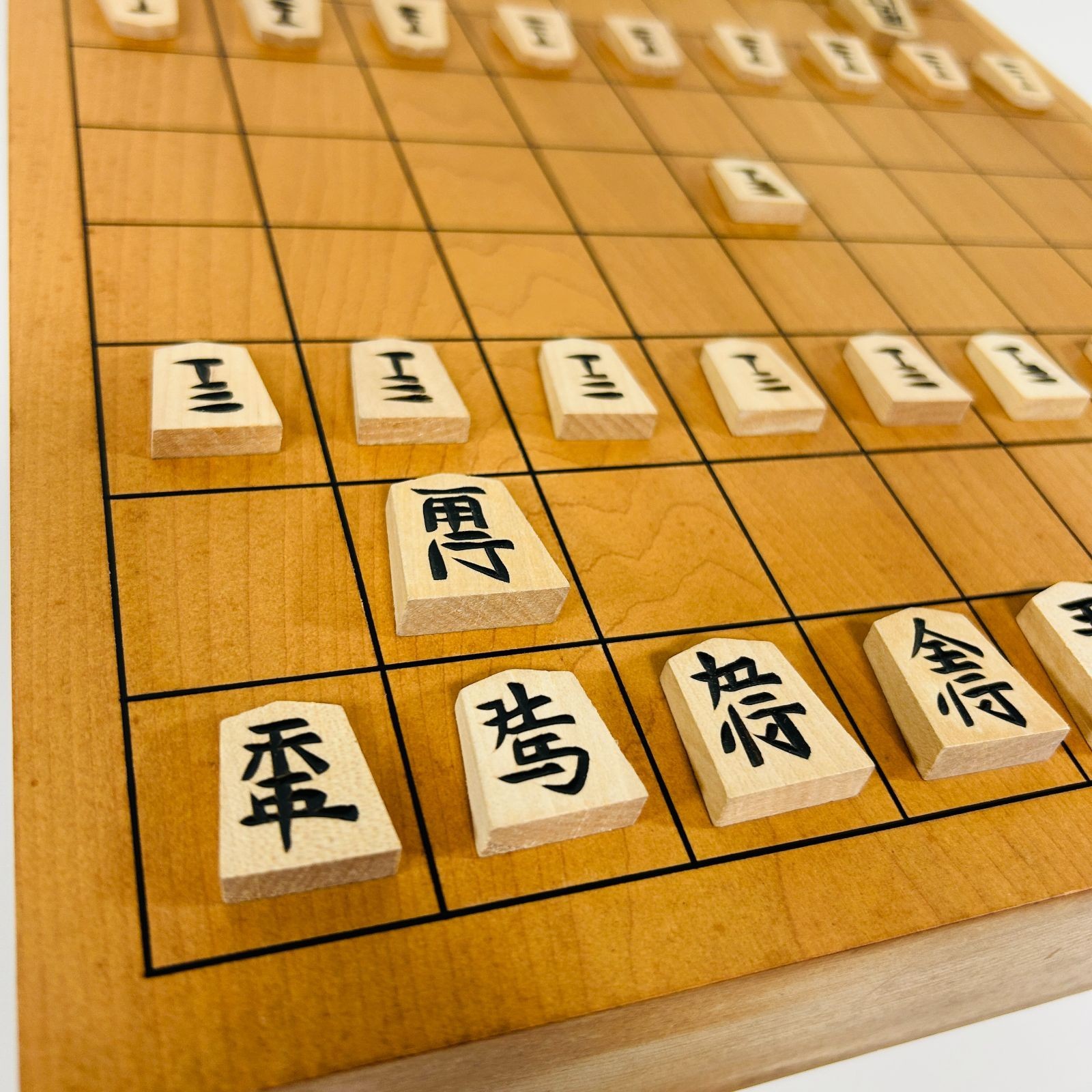 Natural Wood Black Carved Shogi Playable Set