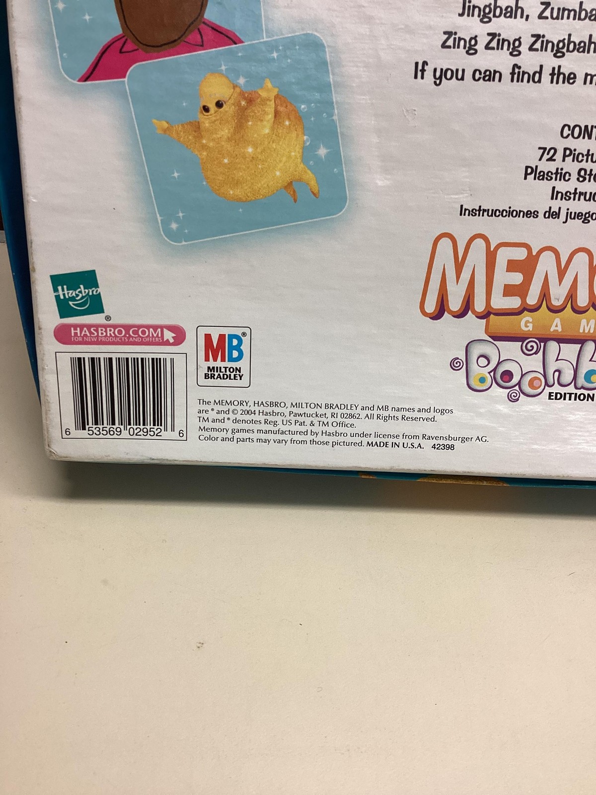 Vintage Milton Bradley Boohbah Memory Board Game 2004 Made In USA Ages 3+
