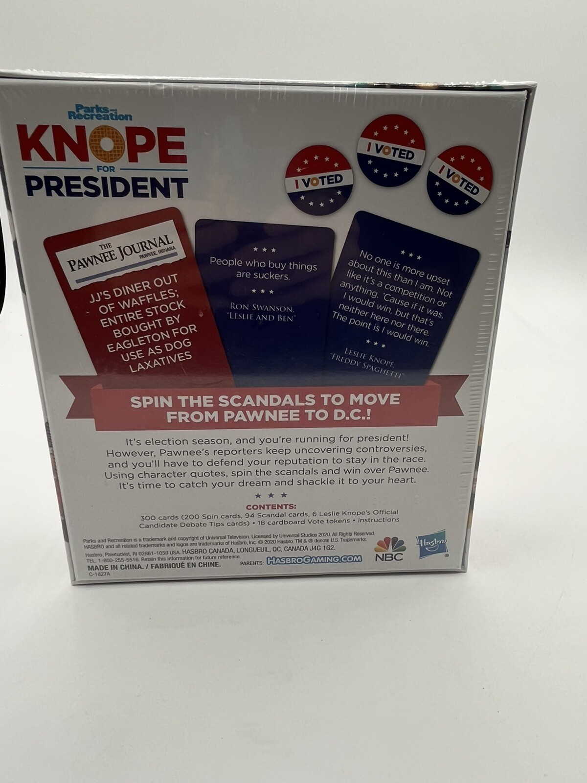 NBC PARKS & RECREATION Knope For President Party Card Game NEW Sealed Hasbro