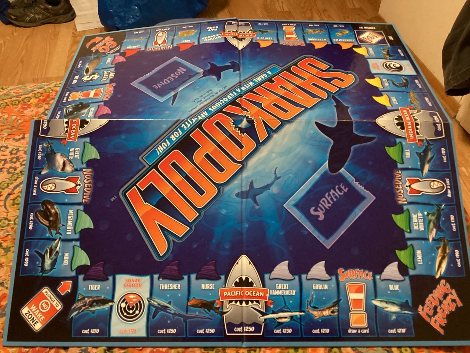 SHARKOPOLY, COMPLETE GAME FEROCIOUS APPETITE FOR FUN; JAWS,GREAT WHITE/FREE P &H