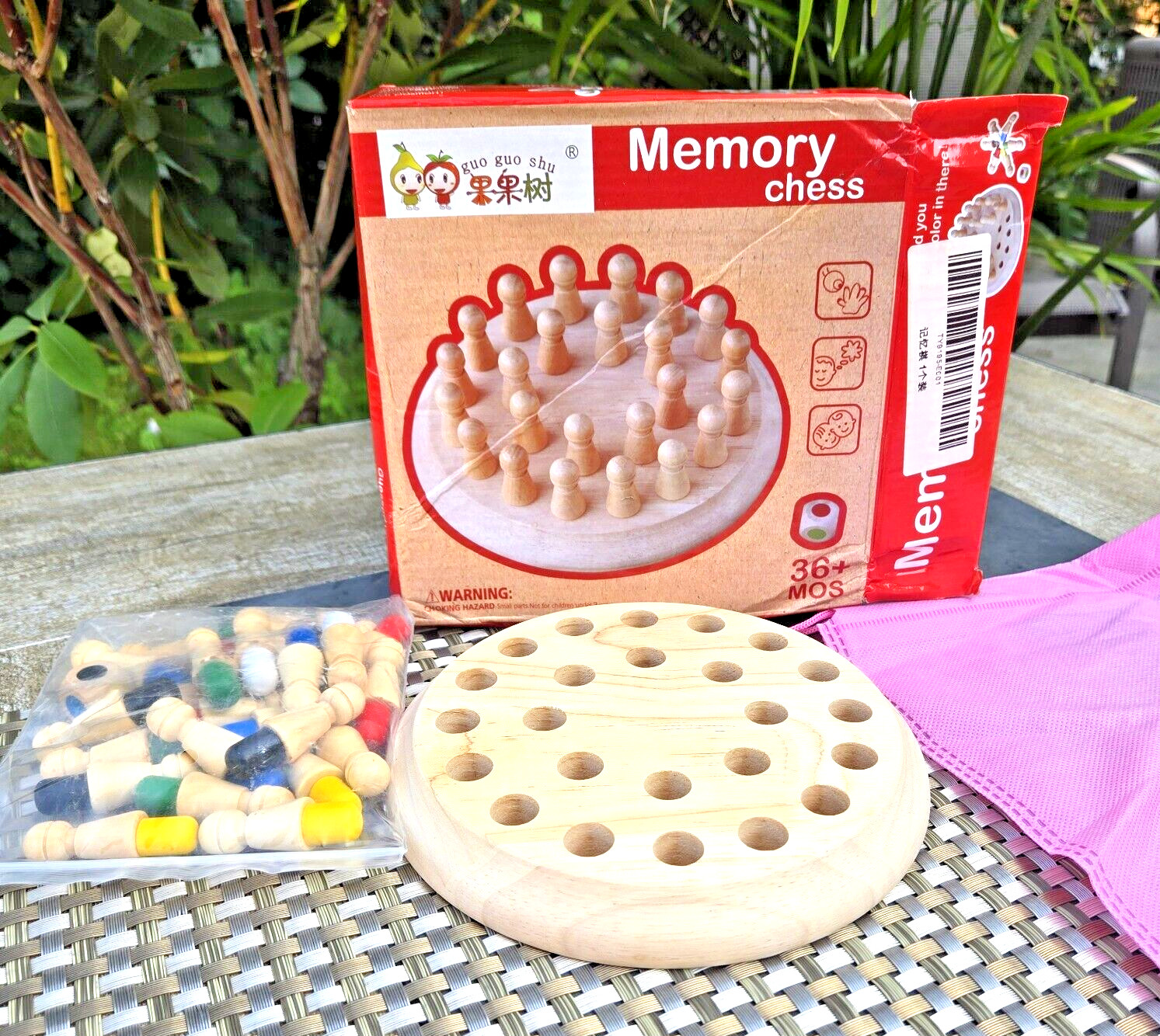 Wooden Memory Game Multi Player Family Match Kids Chess Board Guoguoshu EUC T