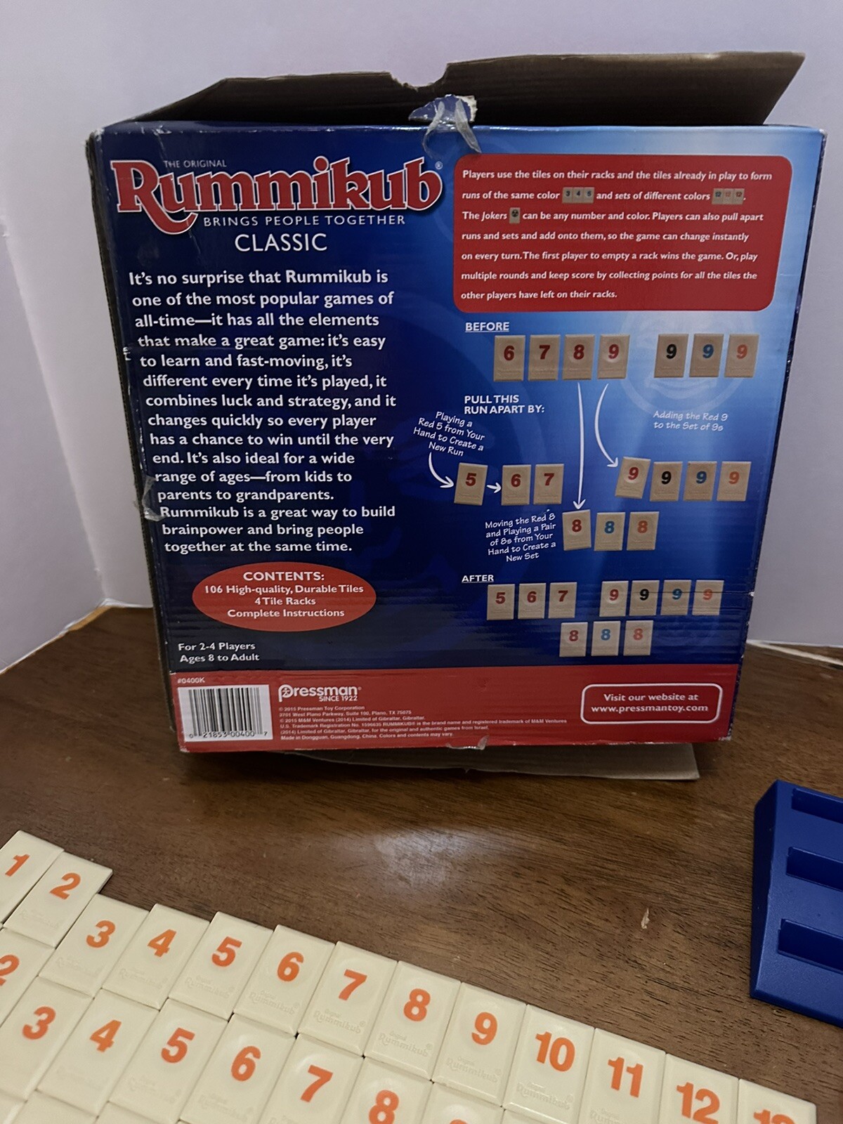 The Original Rummikub Game Classic Complete Pressman 2-4 Players 2015 #0400K