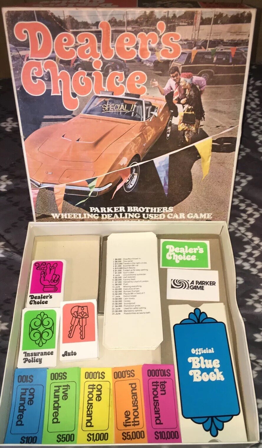 1972 Vintage Dealer’s Choice Game Parker Brothers Used Car Game No Instructions